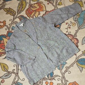 Coldwater Creek 100% Linen Gray One-Button Blazer Size 2X